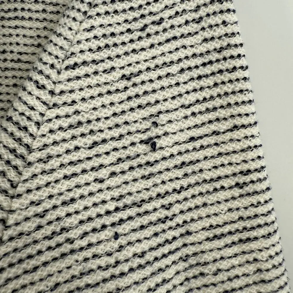 LOFT Open Front Hooded Cardigan in Light Gray and Cream